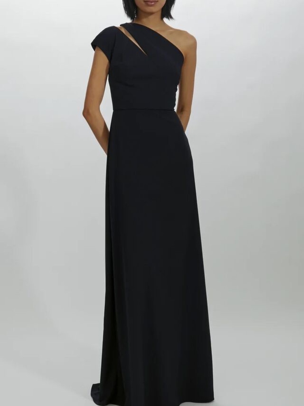 Amsale Shirin Satin One Shoulder Black Formal Dress Women’s size 0